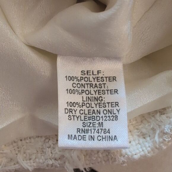 NWT Blithe LA Mini Dress Rhinestone bow tweed Tiered Lace Up Back Ivory Size M - Picture 9 of 13